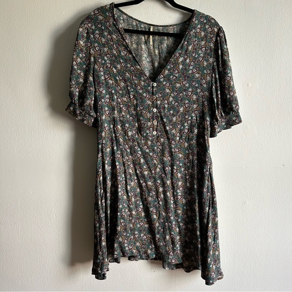 Free People Provence Green Floral Print Dress - Picture 2 of 12